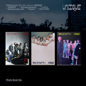 (KOR VER.) P1HARMONY (피원하모니) 9th MINI ALBUM - [UNIQUE] (Photobook Ver. + EXCLUSIVE PHOTOCARD) - EVE PINK K-POP