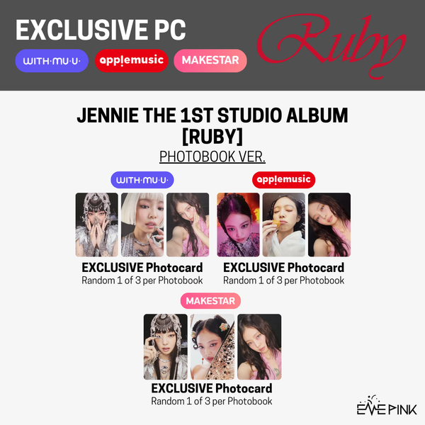 JENNIE (제니) THE 1ST STUDIO ALBUM - [Ruby] (+EXCLUSIVE PHOTOCARD)