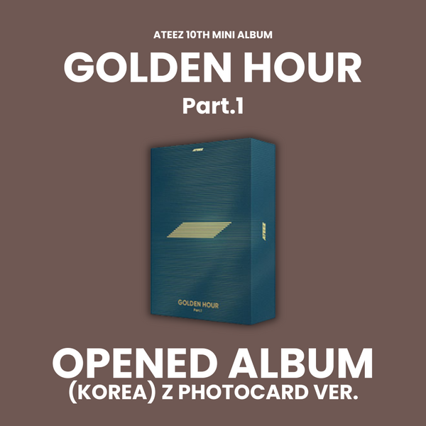 (KOREA VER.) ATEEZ (에이티즈) 10TH MINI ALBUM - [GOLDEN HOUR : PART.1] (BLUE HOUR.: OPENED ALBUM) (Z PHOTOCARD VER)