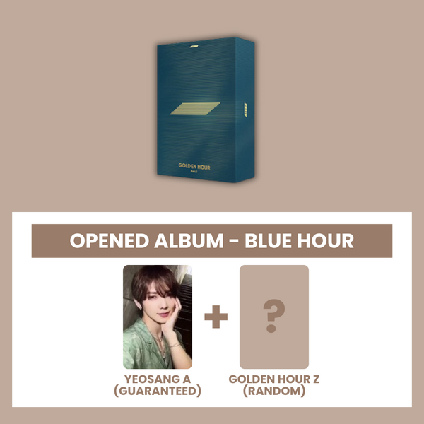 (KOREA VER.) ATEEZ (에이티즈) 10TH MINI ALBUM - [GOLDEN HOUR : PART.1] (BLUE HOUR: OPENED ALBUM) (A PHOTOCARD VER.)