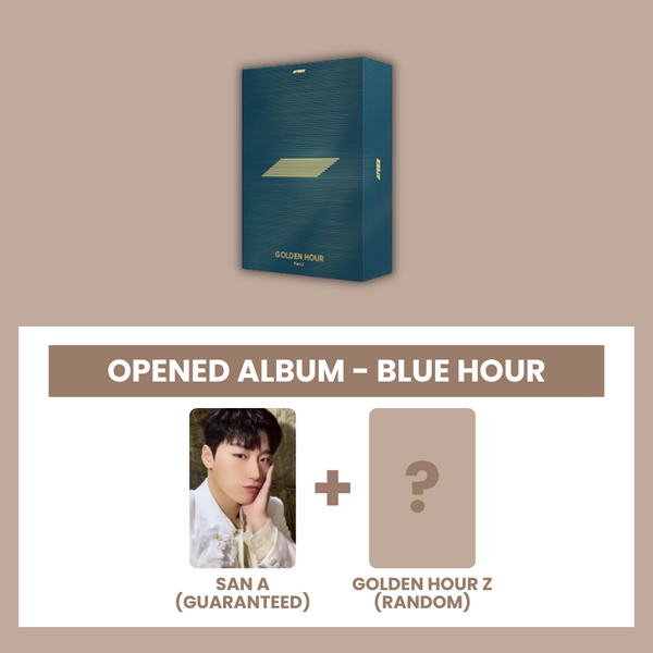 (KOREA VER.) ATEEZ (에이티즈) 10TH MINI ALBUM - [GOLDEN HOUR : PART.1] (BLUE HOUR: OPENED ALBUM) (A PHOTOCARD VER.)