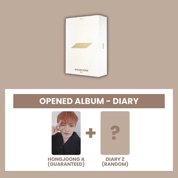 (KOREA VER.) ATEEZ (에이티즈) 10TH MINI ALBUM - [GOLDEN HOUR : PART.1] (DIARY: OPENED ALBUM) (A PHOTOCARD VER.)