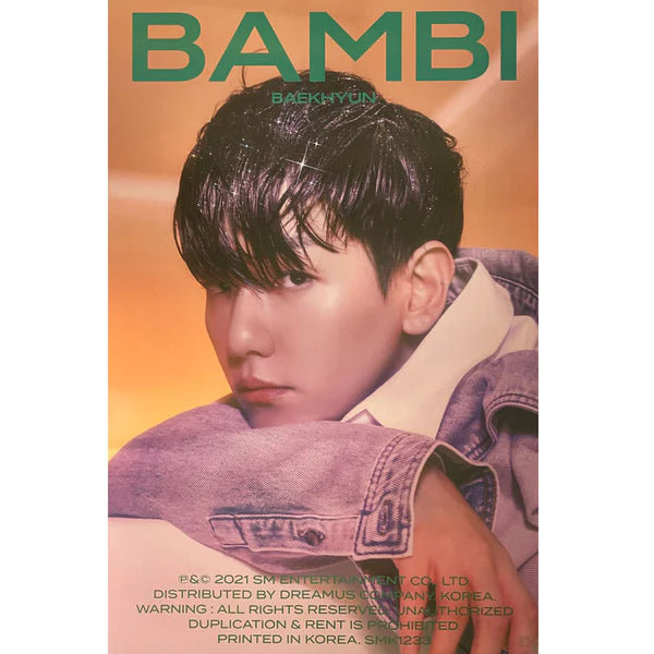 BAEKHYUN (EXO) - BAMBI PHOTOBOOK (NIGHT RAIN VER) OFFICIAL POSTER - CONCEPT 1