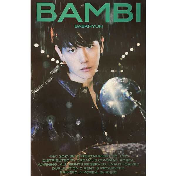 BAEKHYUN (EXO) - BAMBI PHOTOBOOK (NIGHT RAIN VER) OFFICIAL POSTER - CONCEPT 2